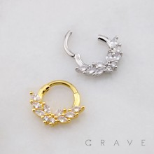 MULTI CZ MARQUISE BUTTERFLY  316L SURGICAL STEEL SEPTUM HINGED SEGMENT RING